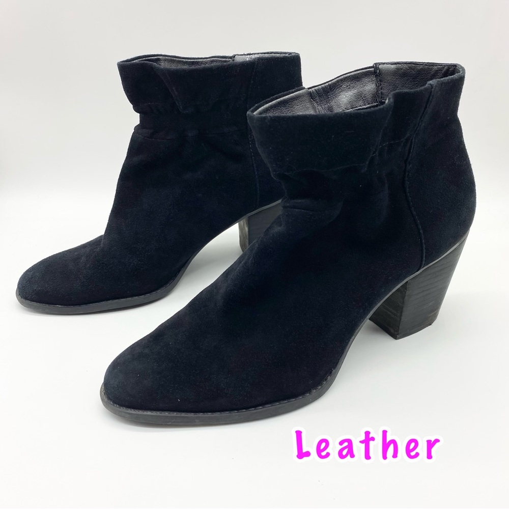 Jessica Simpson-Black Leather Ruched Ankle Bootie 9.5 - Picture 2 of 8